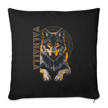 Viking Vegvisir Runes Loup Mythe nordique - Housse de coussin décorative 45 x 45 cm - noir - Devant