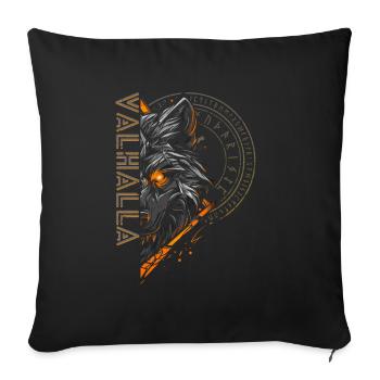 Runes, Loup, Vegvisir, Vikings, Symbolisme nordique - Housse de coussin décorative 45 x 45 cm - noir - Devant