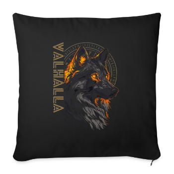 Viking Loup Vegvisir Rune Symbole Valhalla - Housse de coussin décorative 45 x 45 cm - noir - Devant