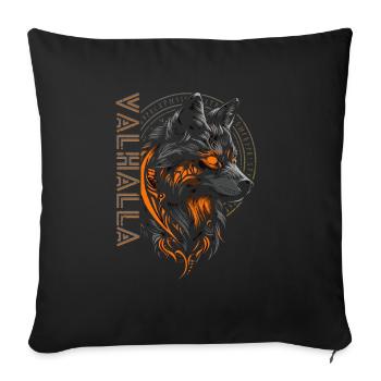 Wolf Vegvisir runes Norse mythology Valhalla - Sofa pillowcase 17,3'' x 17,3'' (45 x 45 cm) - black - Front
