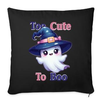 Adorable Ghost in a Witch's Hat – Too Cute to Boo - Sofa pillowcase 17,3'' x 17,3'' (45 x 45 cm) - black - Front