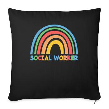 Social Work Rainbow Text - Sofa pillowcase 17,3'' x 17,3'' (45 x 45 cm) - black - Front