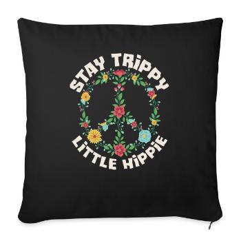 Stay Trippy Little Hippie Floral Peace Sign - Sofa pillowcase 17,3'' x 17,3'' (45 x 45 cm) - black - Front