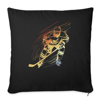 hockey player vintage look - Sofa pillowcase 17,3'' x 17,3'' (45 x 45 cm) - black - Front
