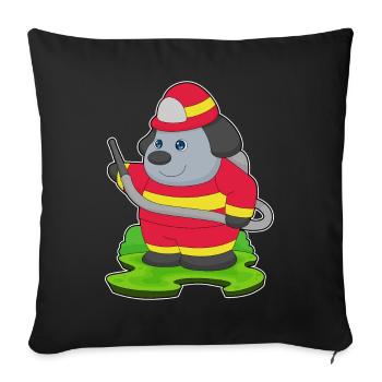 Dog Firefighter Fire Hose Fire Brigade - Sofa pillowcase 17,3'' x 17,3'' (45 x 45 cm) - black - Front