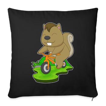 Vélo écureuil - Housse de coussin décorative 45 x 45 cm - noir - Devant