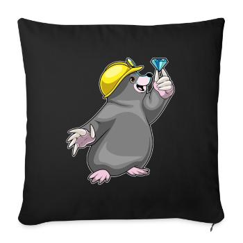Mineur de taupe Extraction de bijoux - Housse de coussin décorative 45 x 45 cm - noir - Devant