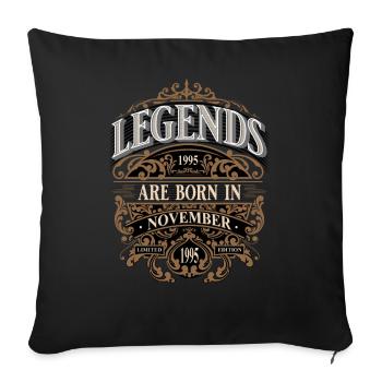 1995 Novembre Né Anniversaire Année de naissance - Housse de coussin décorative 45 x 45 cm - noir - Devant