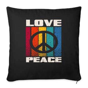 Liebe Frieden Regenbogen Vintage - Sofakissenbezug 45 x 45 cm - Schwarz - Vorne