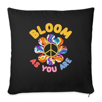 Blühe Wie Du Bist Friedensblume - Sofakissenbezug 45 x 45 cm - Schwarz - Vorne