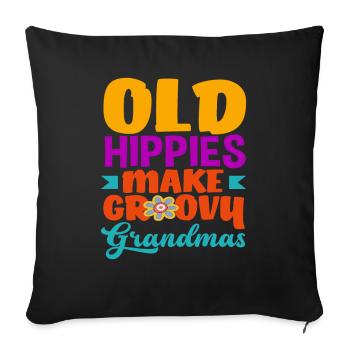 Tout n’est que champignons hippies temporaires - Housse de coussin décorative 45 x 45 cm - noir - Devant