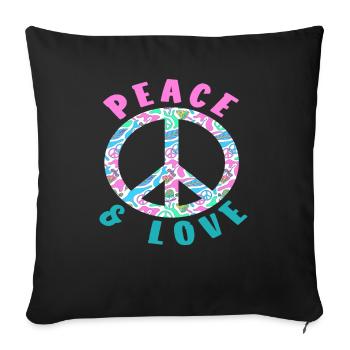Peace & Love Buntes Friedenssymbol - Sofakissenbezug 45 x 45 cm - Schwarz - Vorne