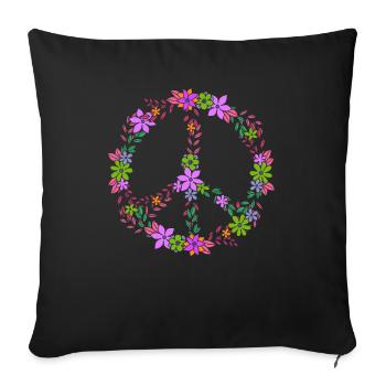 Floral Peace Sign Vintage Style - Sofa pillowcase 17,3'' x 17,3'' (45 x 45 cm) - black - Front