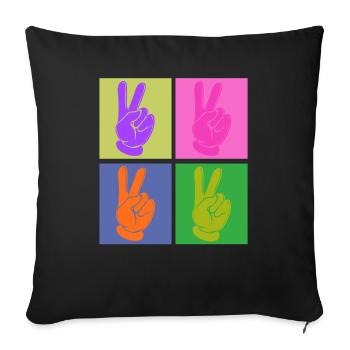 Poignée de paix colorée Pop Art Design - Housse de coussin décorative 45 x 45 cm - noir - Devant