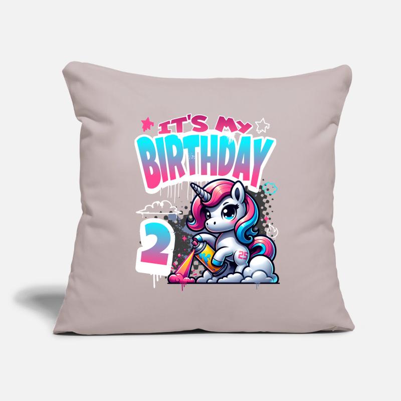 2. Geburtstag Einhorn Graffiti Mädchen Sofakissenbezug 45 x 45 cm