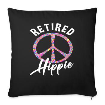 Retired Hippie Peace Zeichen Buntes Design - Sofakissenbezug 45 x 45 cm - Schwarz - Vorne