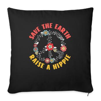 Save The Earth Raise A Hippie Blumenmuster - Sofakissenbezug 45 x 45 cm - Schwarz - Vorne