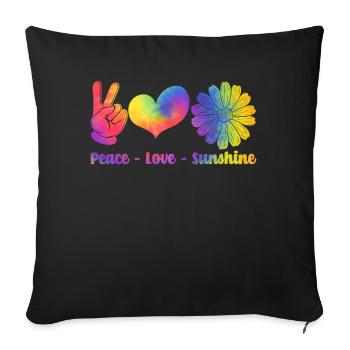 Hippie Retro Regenbogen Frieden Liebe Sonnenschein - Sofakissenbezug 45 x 45 cm - Schwarz - Vorne