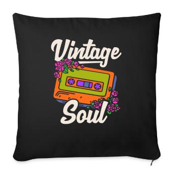 Vintage Hippie Kassette 70's Soul Floral Hippie - Sofakissenbezug 45 x 45 cm - Schwarz - Vorne
