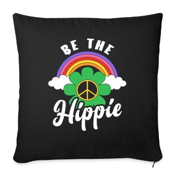 Be The Hippie Friedenszeichen Regenbogen Hippie - Sofakissenbezug 45 x 45 cm - Schwarz - Vorne
