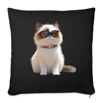 Chat Ragdoll Chat Ragdoll Chat Mignon Chats Ragdoll - Housse de coussin décorative 45 x 45 cm - noir - Devant