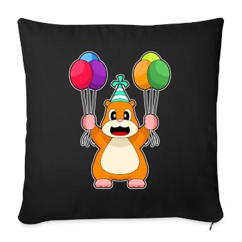 Hamster Birthday Balloon - Sofa pillowcase 17,3'' x 17,3'' (45 x 45 cm) - black - Front