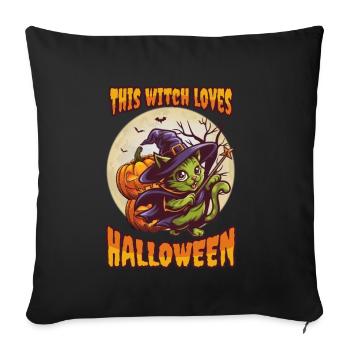 Cute Witch Cat Halloween Outfit Women - Sofa pillowcase 17,3'' x 17,3'' (45 x 45 cm) - black - Front