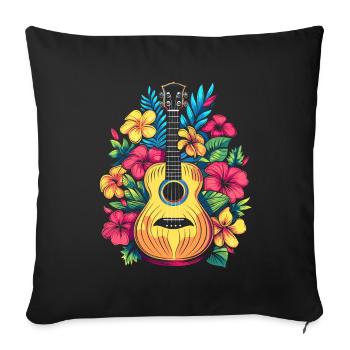 Ukulele Comic Look - Sofa pillowcase 17,3'' x 17,3'' (45 x 45 cm) - black - Front