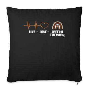 Live Love Speech Therapy Heartbeat Rainbow - Sofa pillowcase 17,3'' x 17,3'' (45 x 45 cm) - black - Front