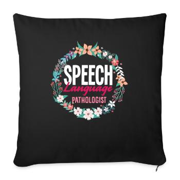 Speech Language Pathologist Blumenkranz - Sofakissenbezug 45 x 45 cm - Schwarz - Vorne