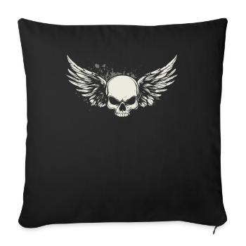 Skull with wings for bikers – Classic - Sofa pillowcase 17,3'' x 17,3'' (45 x 45 cm) - black - Front