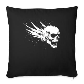 Skull with wings for bikers – dynamics - Sofa pillowcase 17,3'' x 17,3'' (45 x 45 cm) - black - Front