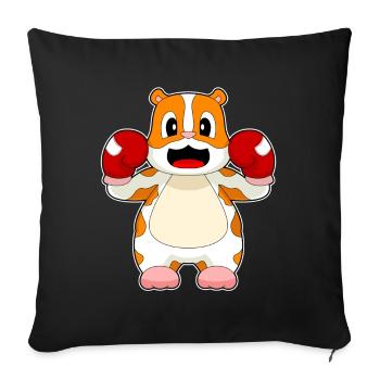 Hamster Boxer Gants de boxe Boxe - Housse de coussin décorative 45 x 45 cm - noir - Devant