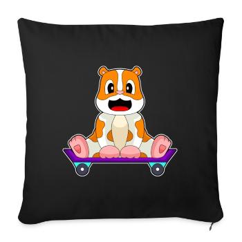 Hamster Skater Skateboard - Housse de coussin décorative 45 x 45 cm - noir - Devant