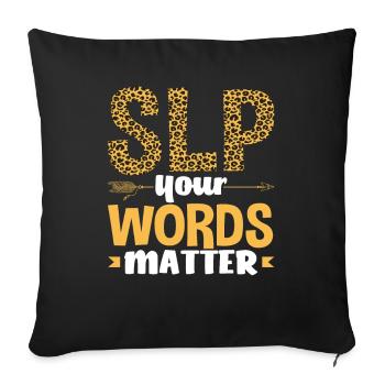 SLP Your Words Matter Leopard Print - Sofa pillowcase 17,3'' x 17,3'' (45 x 45 cm) - black - Front
