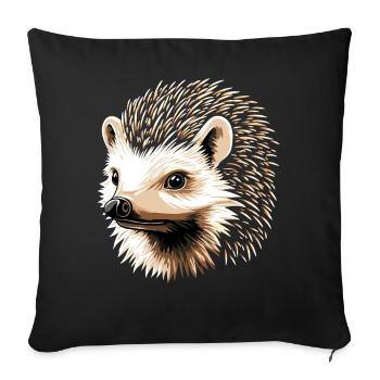 Hérisson Hérisson à ventre blanc Hérisson épineux Amour Hérisson mignon - Housse de coussin décorative 45 x 45 cm - noir - Devant