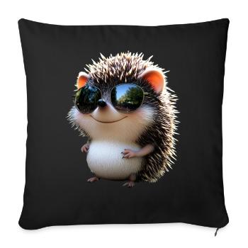 Hérisson Hérisson à ventre blanc Hérisson épineux Amour Hérisson mignon - Housse de coussin décorative 45 x 45 cm - noir - Devant
