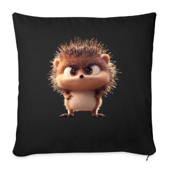 Hérisson Hérisson à ventre blanc Hérisson épineux Amour Hérisson mignon - Housse de coussin décorative 45 x 45 cm - noir - Devant