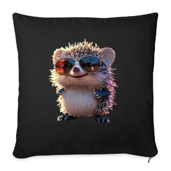 Hérisson Hérisson à ventre blanc Hérisson épineux Amour Hérisson mignon - Housse de coussin décorative 45 x 45 cm - noir - Devant