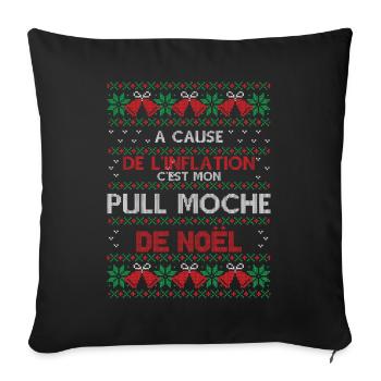 Pull Moche De Noël Humour Cadeau Noel Famille - Housse de coussin décorative 45 x 45 cm - noir - Devant