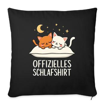 Chemise de nuit officielle chats chat couple - Housse de coussin décorative 45 x 45 cm - noir - Devant