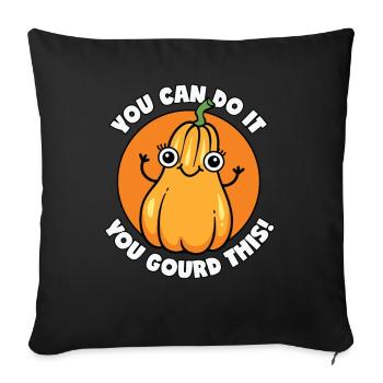 Tu peux le faire! Citrouille Automne Tenue Drôle - Housse de coussin décorative 45 x 45 cm - noir - Devant