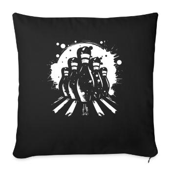 Dessin de quilles de bowling - Housse de coussin décorative 45 x 45 cm - noir - Devant