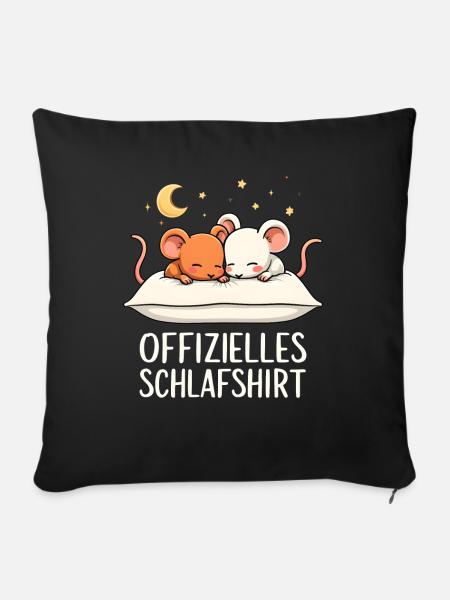 Offizielles Schlafshirt Mäuse Maus Paar - Sofakissenbezug 45 x 45 cm - Schwarz
