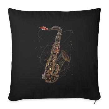 Saxophone Line Art - Sofa pillowcase 17,3'' x 17,3'' (45 x 45 cm) - black - Front