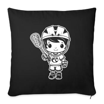 Lacrosse Boy - Sofa pillowcase 17,3'' x 17,3'' (45 x 45 cm) - black - Front