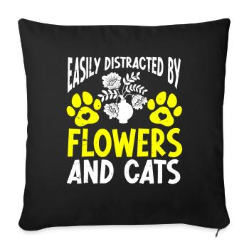 Fleuriste Fleur Florale Fleuristerie - Housse de coussin décorative 45 x 45 cm - noir - Devant