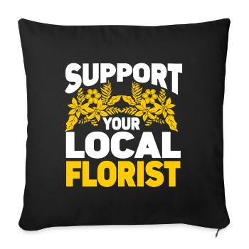 Fleuriste Fleur Florale Fleuristerie - Housse de coussin décorative 45 x 45 cm - noir - Devant
