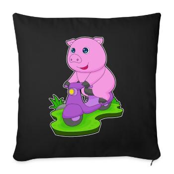 Trottinette Pig - Housse de coussin décorative 45 x 45 cm - noir - Devant