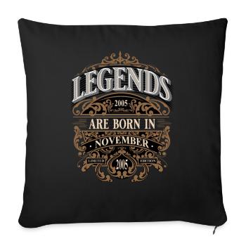 2005 Novembre Naissance Anniversaire Année de naissance - Housse de coussin décorative 45 x 45 cm - noir - Devant
